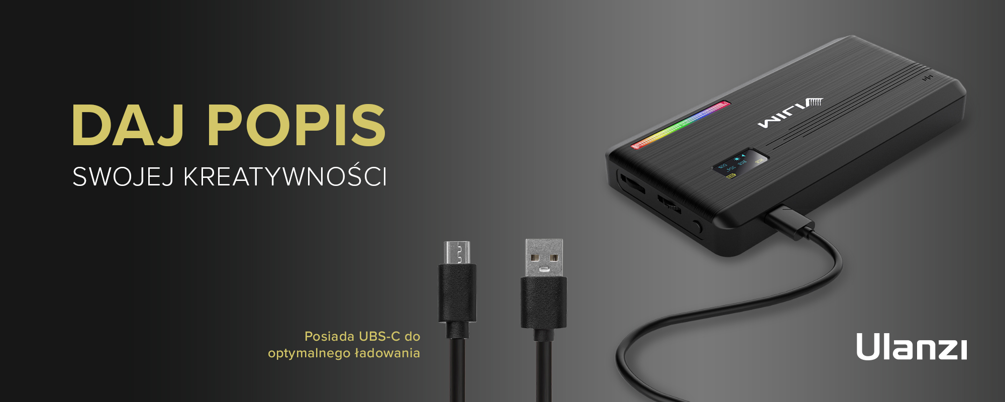 Lampa LED Ulanzi VL196 - RGB, WB (2500 K - 9000 K) - Długi czas pracy